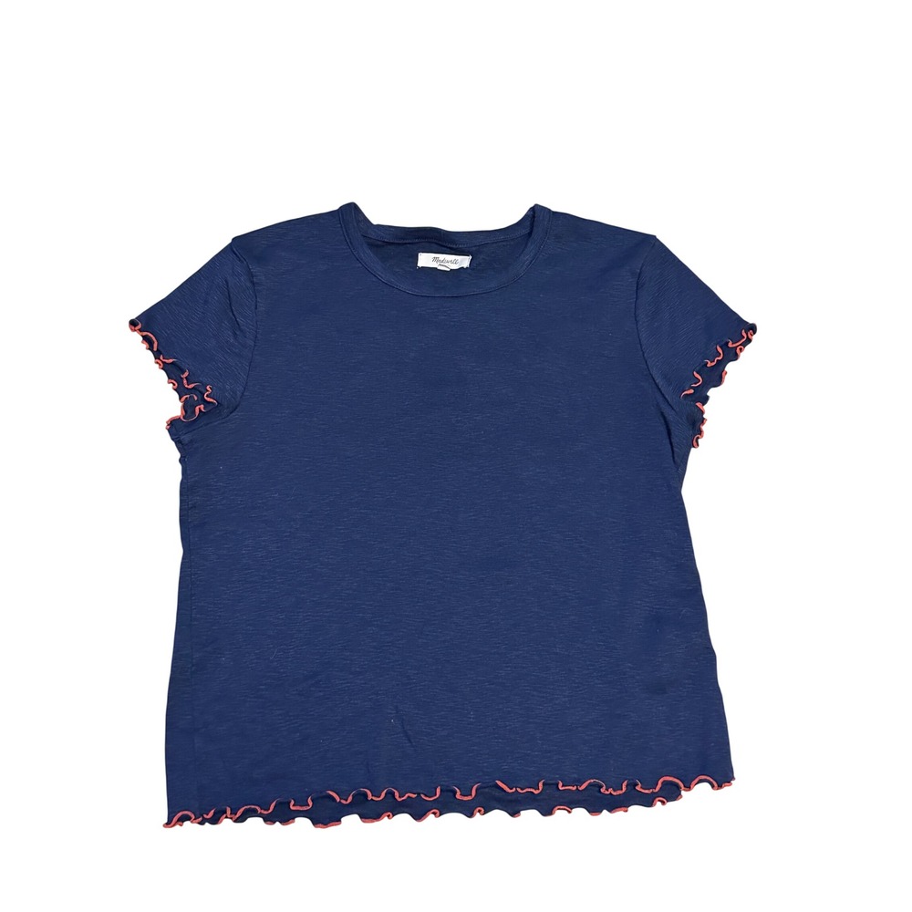 Madewell Lettuce Edge‎ Baby Tee NAVY/RED Large